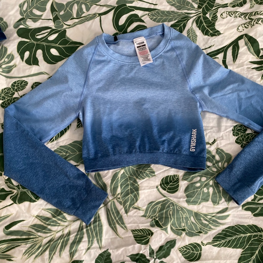 Gymshark Blue Ombre Cropped Long Sleeve Top
